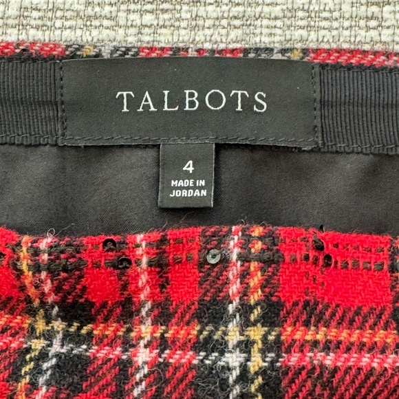 TALBOTS Women’s Tartan Plaid Wool Blend Sequin Skirt Size 4 - Picture 5 of 7